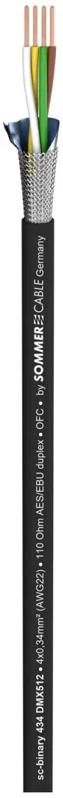 DMX Binary 434 DMX512; 4 x 0,34 mm2; PUR-Blend Ø 7,00 mm; schwarz