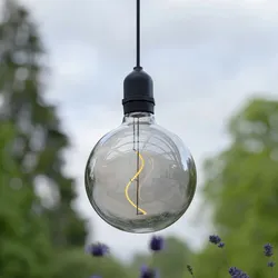 LED Leuchtkugel Hängeleuchte Glaskugel 12,5cm für Garten Außen grau