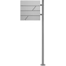 ML-Design Standbriefkasten Silber Edelstahl mit Zeitungsfach Pfosten