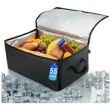 Achilles Kühltasche Thermotasche, Faltbare Kühlbox, Liefertasche zum warmhalten von Essen, Tasche mit Kühlfunktion, 57x37x25cm schwarz,