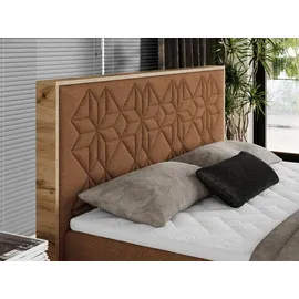 MKS Meble Boxspringbett 160x200 mit Bettkasten, Polsterbett 160x200 mit Matratze H4, Boxspringbett 160x200 mit Kopfteil, Boxspringbett mit Massivholz - Nessi... - Orange