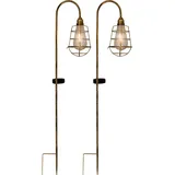 NÄVE LED Solarleuchte Metall 76,5 cm 2er Set messing
