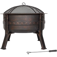 La Hacienda Brava Ø 80 cm Feuerkorb - Feuerkorb für den Garten - Feuertonne & Feuerstelle - Feuerschale Feuerkorb aus stabilem Stahl - Mit Grillrost & Schürhaken zum Kochen - 80x80x72 cm