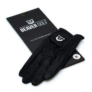 BEAVER GOLF Herren Golf Handschuh Schwarz - Premium Cabretta-Leder - Nachhaltig - Handarbeit (S, Links (Rechtshänder))