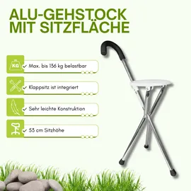 Rehaforum Gehstock mit Sitzfläche Aluminium klappbar bis 136 kg