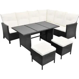 vidaXL Polyrattan Lounge-Set mit Auflagen 4-tlg. schwarz 43096