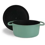 Springlane Cocotte mit Deckel – Gusseisen Topf Bräter Schmortopf Kochtopf Induktion – 24 cm rund, 4 l - Mint...