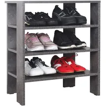 Ricoo Schuhregal schmal und hoch 70x55x32cm Standregal Pressholz Betonoptik Grau WM039-BG, Schuhständer mit 3 Ebenen, Schuhschrank offen, Schuhablagen Flur Shoe Rack, Schuhablage klein, Schuhregale