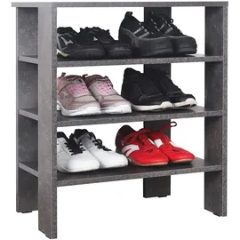 Ricoo Schuhregal schmal und hoch 70x55x32cm Standregal Pressholz Betonoptik Grau WM039-BG, Schuhständer mit 3 Ebenen, Schuhschrank offen, Schuhablagen Flur Shoe Rack, Schuhablage klein, Schuhregale