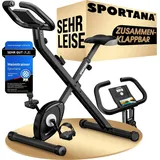 Sportana SPORTANA® Heimtrainer Fahrrad EAGLE 2 Klappbar LCD Display Höhenverstellbar Fitnessbänder 2in1 Ausdauer Ergometer Hometrainer, Fitnessbike,