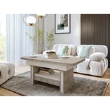 designimpex DA-555 Couchtisch Beton/Weiß matt ausziehbar höhenverstellbar mit Schublade 120/200 cm modern Wohnzimmertisch Esstisch abgerundete Ecken Sofatisch platzsparend hochwertig Wohnzimmer