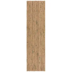 Läufer FLAIR RUGS "Jute Boucle", grün, B:60cm H:7mm L:300cm, Jute, Teppiche, aus 100% Jute, mit Fransen, aus Naturfasern