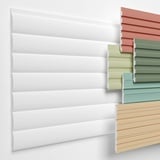 HEXIMO Lamellenwand (3.67 m2) aus XPS - Lamellen Wandpaneele Lamellenverkleidung Akustikpaneele weiß (8 Paneele, HLM-4-01 weiß) Wandplatten wall panels Schaumstoff