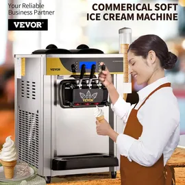 Vevor Kommerzielle Softeismaschine 2200 W 22-30 L/Std. 3 Geschmack mit LCD-Display Eiscrememaschine Speiseeismaschine