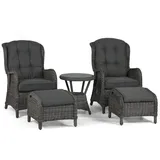 osoltus Sandy-Stone Set Alu Korbsessel Ohrensessel verstellbar 5 TLG. Anthrazit