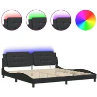 VidaXL Bettgestell mit LED Schwarz 200x200 cm Kunstleder