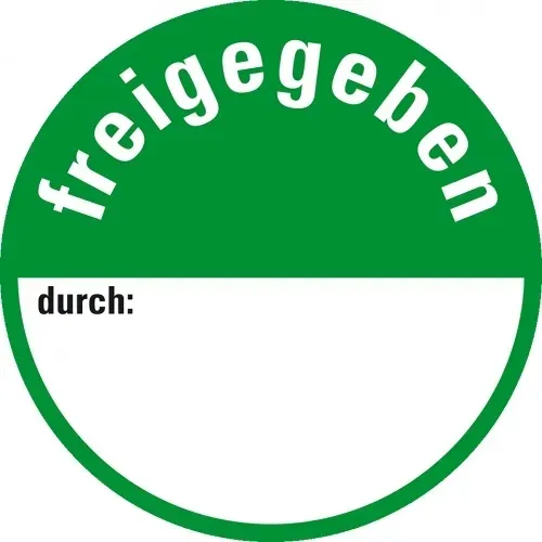 Aufkleber I Klebepunkte für Qualitätskontrolle freigegeben, Folie, selbstklebend, Ø 30mm, 18/Bogen