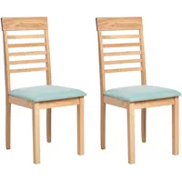 Beliani Esszimmerstuhl 2er Set Holz Hellbraun | mintgrün