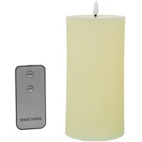 4er Set Wachskerzen mit LED und Fernbedienung elfenbeinfarben 10x10x20cm