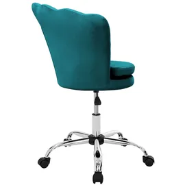 ML-Design Bürostuhl aus Samt, Petrol, Schminktisch Stuhl mit Muschel-Rückenlehne, Drehstuhl mit Rollen, Schreibtischstuhl höhenverstellbar, 360° Grad 5