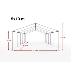 TOOLPORT Partyzelt PE 5 x 10 m inkl. Seitenteile weiß
