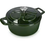 Navaris Gusseisen Topf - Gusseisen Bräter - Kochtopf 3,5l - Ø 24cm Schmortopf mit Deckel - Brotbacktopf - Brattopf - Für alle Speisen und Kochflächen - Grün