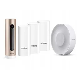 Netatmo NBU-ICSS-EU Intelligentes Video-Alarmsystem, WiFi Innenkamera + 110 DB drahtlose Sirene + 3 Öffnungsmelder für Türen und Fenster