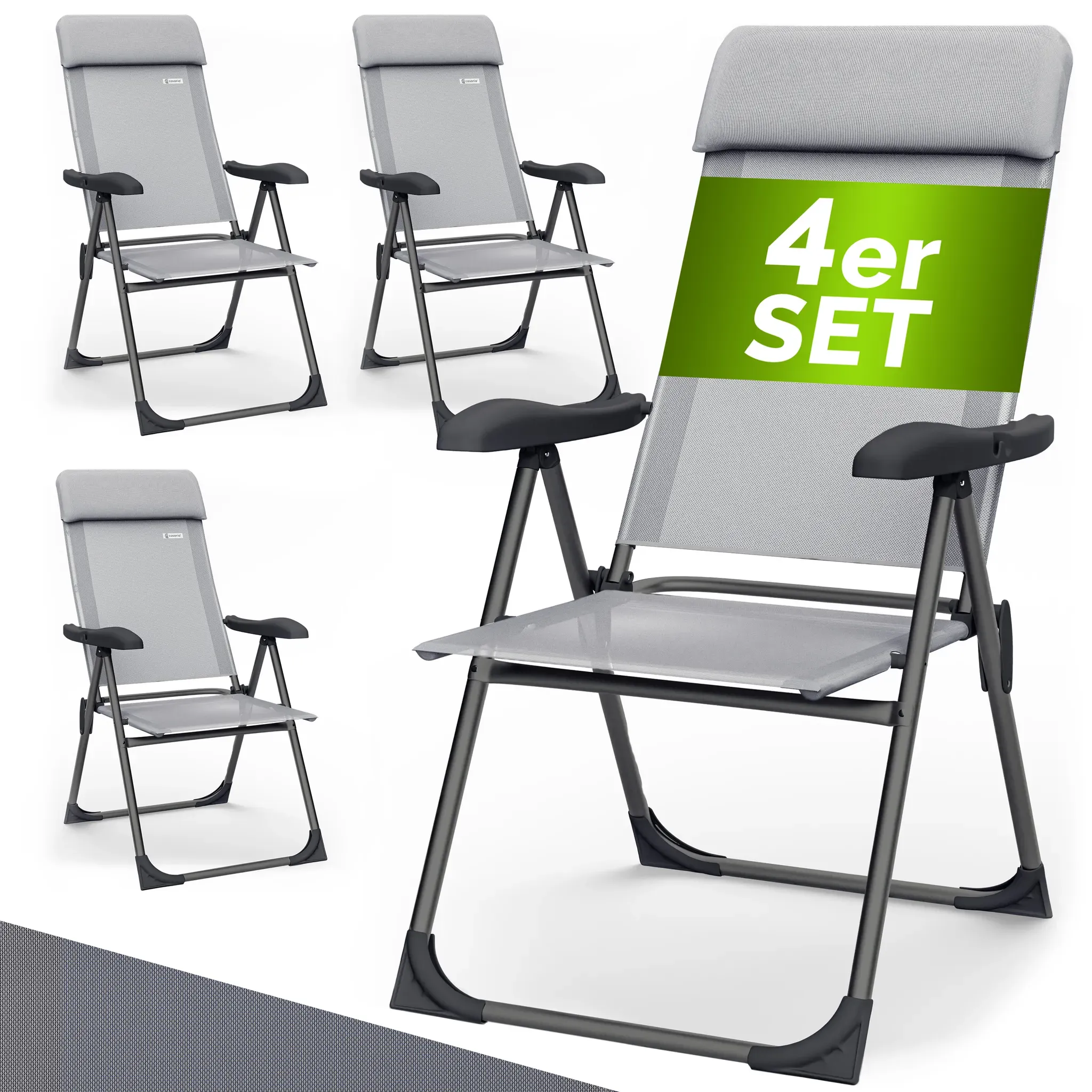 Garden Chair Set of 4 Grey Aluminium Foldable