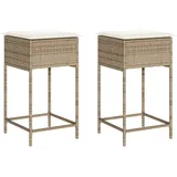 vidaXL Garten-Barhocker mit Kissen 2 Stk. Beige Poly Rattan