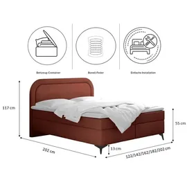 Kaiser Boxspringbett mit bettkasten und topper Valentino, mehrere Größen Noel 120x200 cm Kupfer