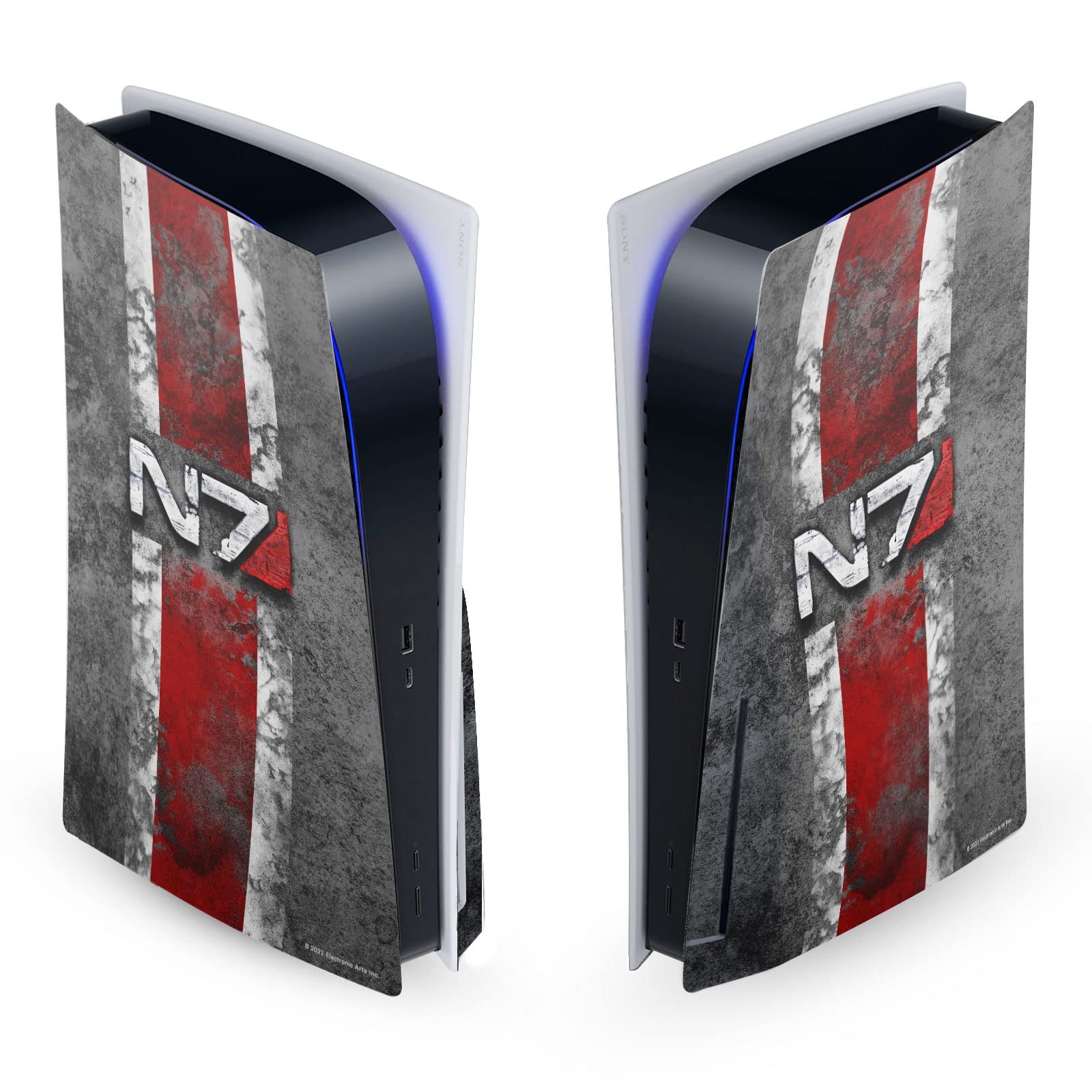 Head Case Designs Offiziell Offizielle EA Bioware Mass Effect N7 Logo Betruebt Grafiken Vinyl Frontplatte Haut Gaming Aufkleber Abziehbild kompatibel mit Sony Playstation 5 PS5 Disc Edition Console