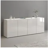 INOSIGN Sideboard »Egypt, Kommode, Schrank, Kredenz, grifflos«, 4 Türen, Hochglanz lackiert, Breite 180, weiß