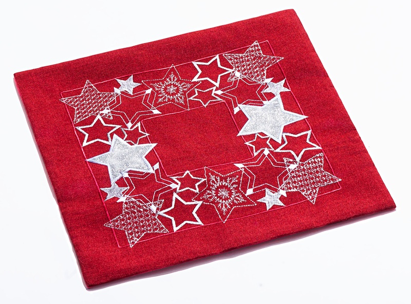 Kissenhülle Stickerei "Sternentraum" 40 X 40 Cm  Rot
