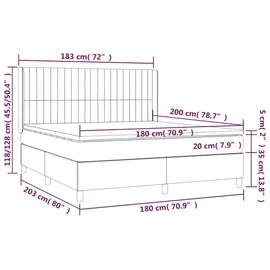 vidaXL Boxspringbett 180 x 200 cm Dunkelgrün