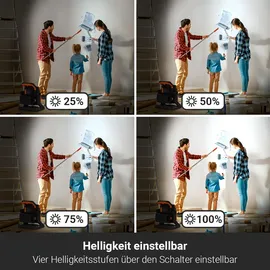 longlifeled gmbh LED Akku-Strahler mit Adapter - Baustrahler, Multi Akku Arbeitsleuchte, 35W, 400...