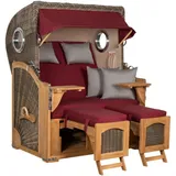 Mr. Deko Strandkorb Düne Bullauge Teak PE Grey Dessin 594