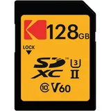 Kodak Ultra Pro SD-Speicherkarte 128 GB, UHS-II U3 V60, Lesegeschwindigkeit bis 300MB/s und Schreibgeschwindigkeit bis 160MB/s