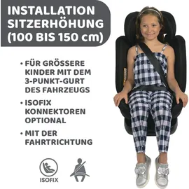 Chicco Unico Evo I-Size, Kindersitz 0-36 Kg, für Kinder von 40 bis 150 cm, homologiert ECE R129/03, Isofix 360° drehbar und neigbar, Gruppe 0+/1/2/3 von 0 bis 12 Jahren, Schwarz
