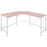 Homcom Computertisch L-Form Eckschreibtisch Winkelschreibtisch Natur Schwarz - weiss