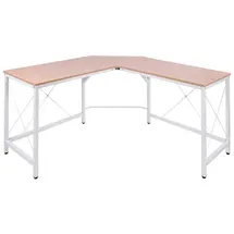 Homcom Computertisch L-Form Eckschreibtisch Winkelschreibtisch Natur Schwarz - weiss
