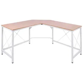 Homcom Computertisch L-Form Eckschreibtisch Winkelschreibtisch Natur Schwarz - weiss