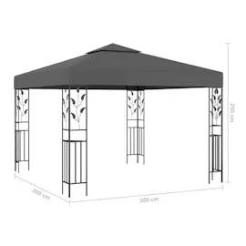 vidaXL Pavillon mit LED-Lichterkette 3 x 3 m anthrazit