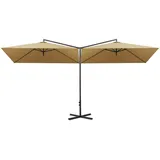 vidaXL Doppel-Sonnenschirm mit Stahl-Mast Taupe
