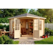 Alpholz 5-Eck Gartenhaus Monica 3,25 x 3,25 x 2,7 m natur