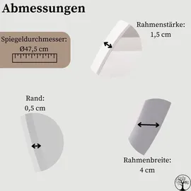 stolarnia pika Spiegel Rund Holz Weiß - Wandspiegel mit Holzrahmen (∅47 cm) - Runder Badspiegel für Badezimmer, Flur, Wohnzimmer, Schlafzimmer ... - Braun