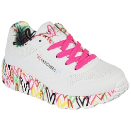 SKECHERS Mädchen Uno Lite Lovely Luv Sneaker White Synthetic H. Pink Trim, 38 EU