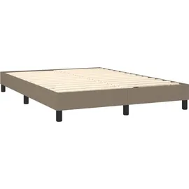vidaXL Boxspringbett mit Matratze & LED Taupe 140x200 cm Stoff