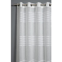 GARDINIA Vorhang mit Ösen, Transparenter Ösenschal, 3D-Streifen, Lichtdurchlässig und transparent, Weiß, 140 x 245 cm