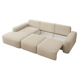 Selsey Eckcouch Chenille mit Schlaffunktion 2-Sitzer Beige