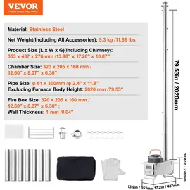 Vevor Campingkocher Holzofen 80 Zoll